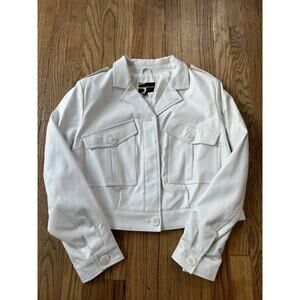 Serena Williams Sz L Signature Statement White Faux Leather Jacket New With Tag